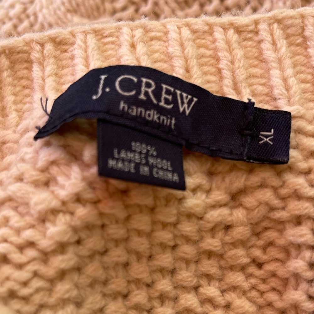 J.CREW Handknit Soft Heavy Preppy 100% Lambs Wool Cable Knit Sweater Men’s Sz XL - Picture 3 of 10